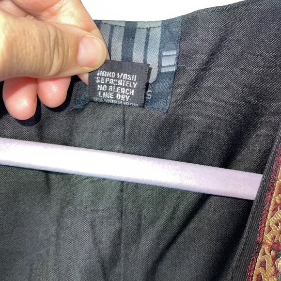 D D Designs Vintage Womens Vest Size Small Black Multi Tapestry Metallic Ribbon - Picture 5 of 12